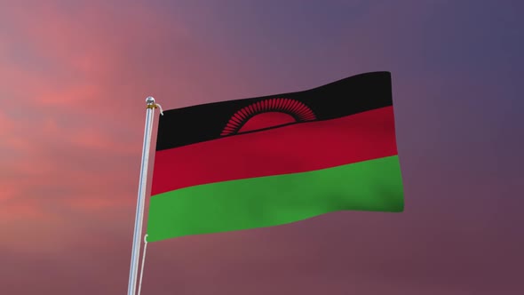 Flag Of Malawi Waving