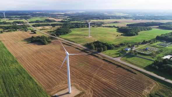 Wind Power Station. Aerial View.