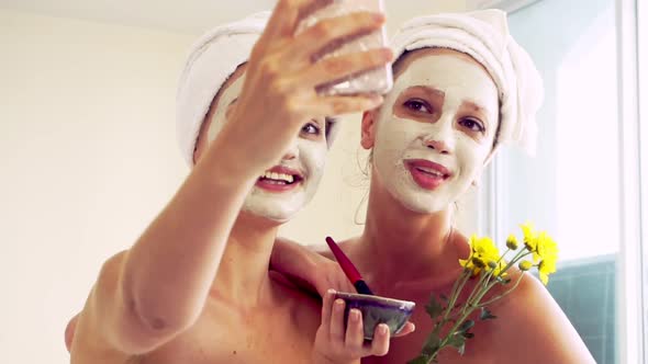 Beautiful Woman Having a Facial Treatment at Spa