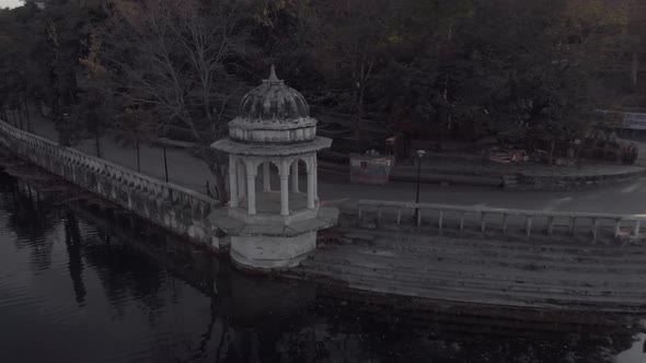 Ghat Stairs in the bank of Pichola Lake at dusk in Udaipur, Rajasthan, India