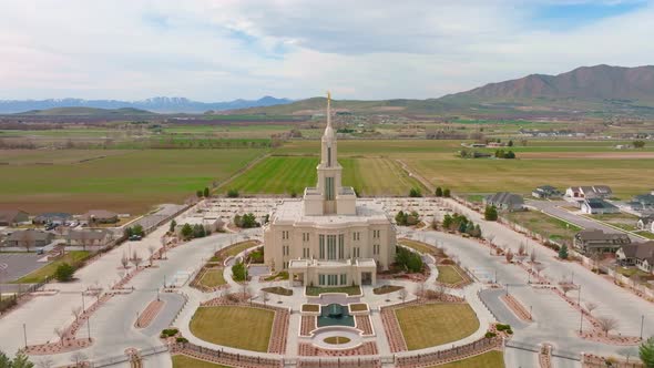 Aerial View from LDS Mormon Utah Temple - Forward Movement