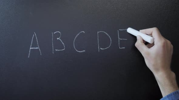 Education concept. ABCDEF alphabet on chalkboard.