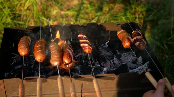 Tasty Sausages Zapekalsya on the Grill