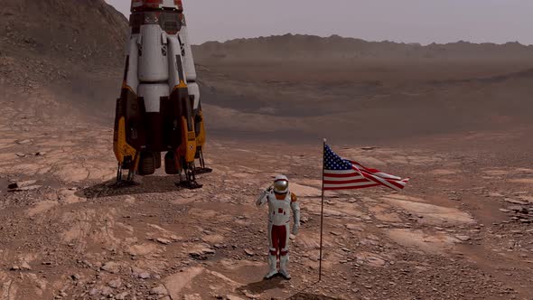 Astronaut Saluting the American Flag alt