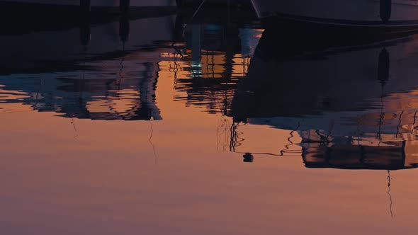 Yachts on the Pier at Sunset