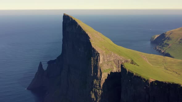 Drone Shot Of Mylingur Mountain On Streymoy Island