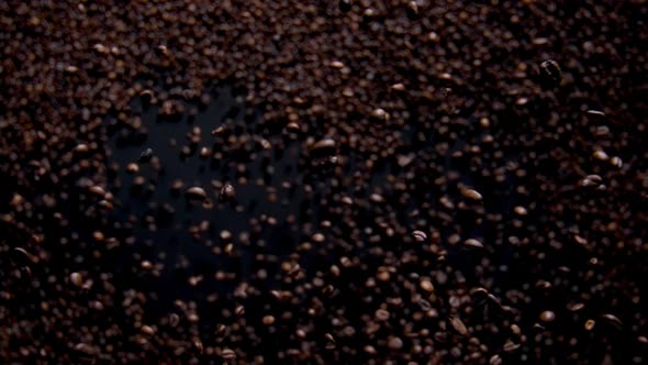 Delicious Coffee Grains Flying in Super Slow Motion