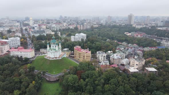 Cityscape of Kyiv, Ukraine. Aerial View, Slow Motion