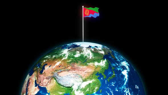 Eritrea Flying Flag On The 3d Rotated Planet Earth