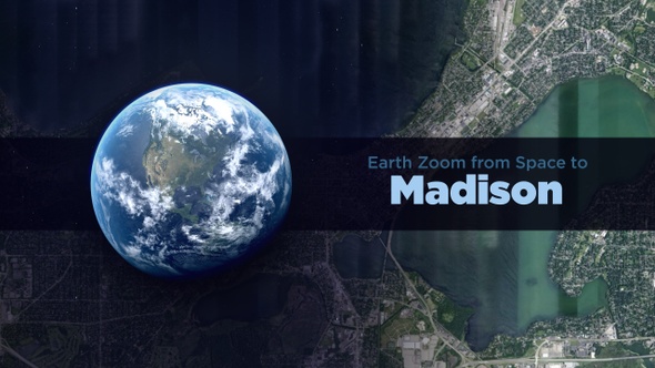 Madison (Wisconsin, USA) Earth Zoom to the City from Space alt