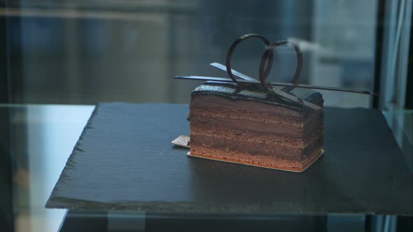 Single Chocolate Cake in Shop-window