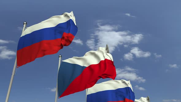 Waving Flags of the Czech Republic and Russia alt