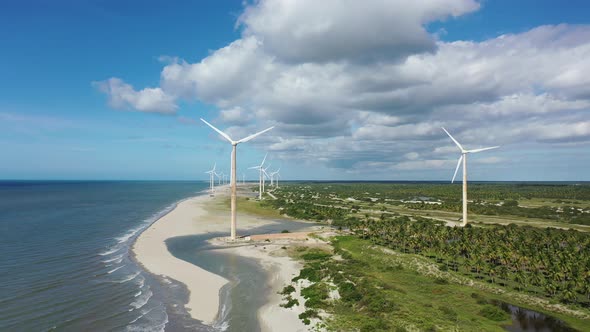 Brazilian landmark rainwater lakes and sand dunes. Jericoacoara Ceara.