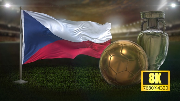 8K Czech Republic Flag with Football And Cup Background Loop