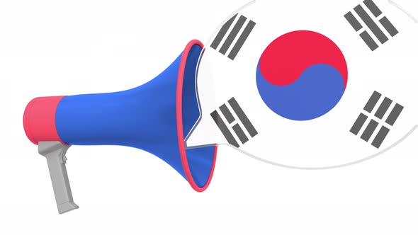 Loudspeaker and Flag of South Korea on the Speech Bubble alt