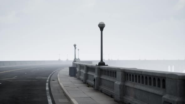 Long Bridge in Misty Fog