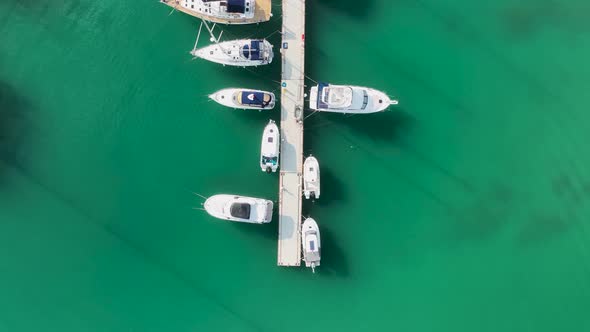 Yachts in the Port Aerial View 4 K Alanya Turkey