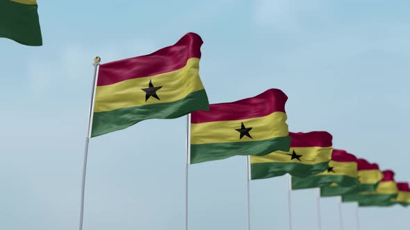 Ghana  Row Of Flags 