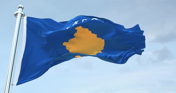 Kosovo Flag Waving  Loop  4 K