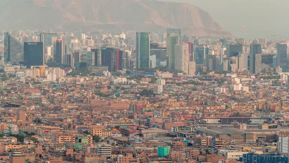 Aerial View of Lima Skyline Timelapse From San Cristobal Hill