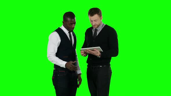 Business People Working on a Laptop and Very Angry. Green Screen