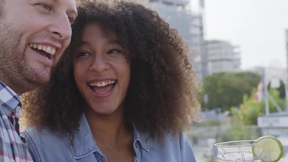 Multiracial Young People Friends Cheers Dance Having Fun Together Toasting Cocktails at Party Summer