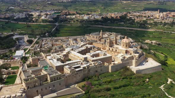 Aerial view of the city Mdina in Malta