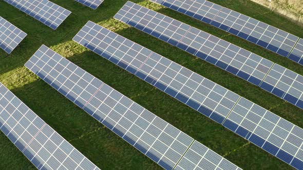 A solar farm in Staffordshire, thousands of Solar Panels capturing the sun's natural light and conve