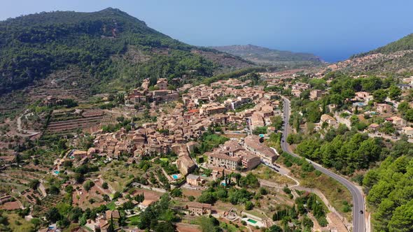 Aerial Drone Video Footage of Valdemossa Town, Mallorca