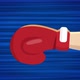 Flying boxing glove on blue background. Looped animation of punching glove. Anime style moving glove - VideoHive Item for Sale