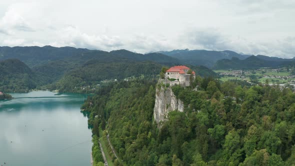 Drone Flight Over Castle Bled