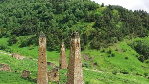 Medieval Tower Complex in Mountains