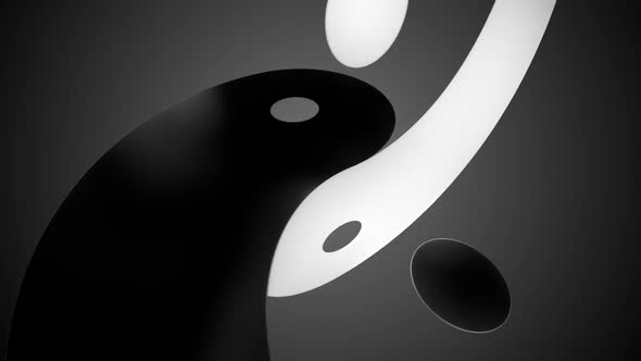 Rotating around black and white sheets forming the Yin-yang symbol. Loopable. HD