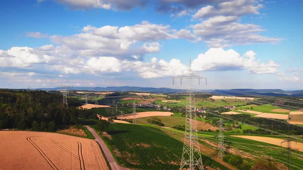 Electricity and energetics industry. Environmental conservation. Transmission power towers