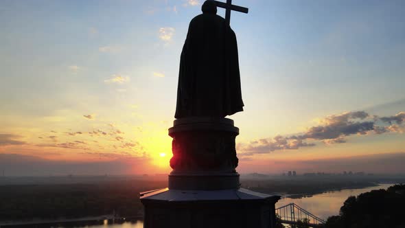 Kyiv, Ukraine : Monument To Vladimir the Great at Dawn in the Morning