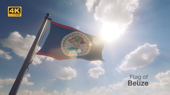 Belize Flag on a Flagpole V2 - 4K