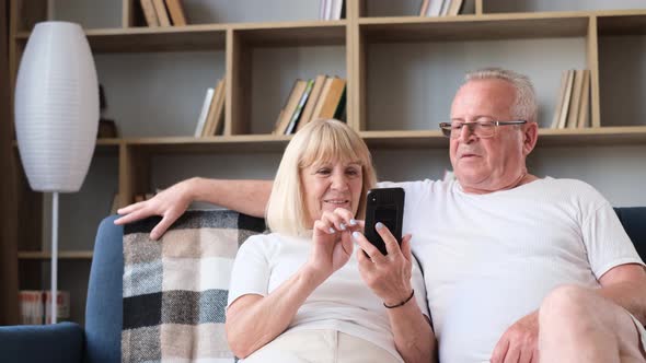 A Happy Elderly Married Couple Chatting Online with Their Relatives and Children