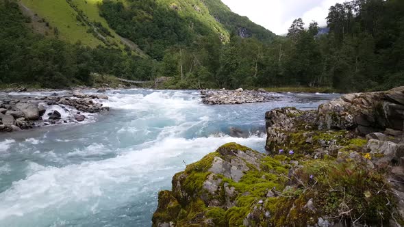 Wild river in Morkidsdalen park Skjolden 