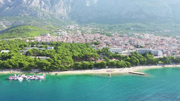 Aerial view of city of Makarska, Croatia