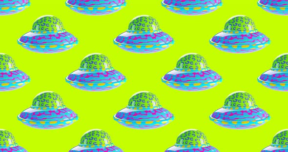 4k motion design. 3d animation seamless pattern. Funny alien in abstract space