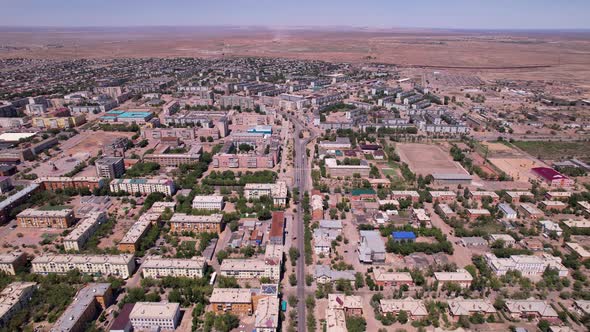 Drone View of the Small Town of Balkhash