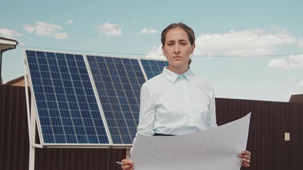 Portrait of Female Solar Panel Engineer