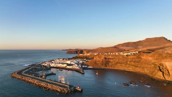 Top View of Puerto De Las Nieves Town on Gran Canaria Island