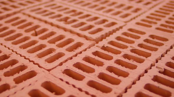 Closeup of a New Red Ceramic Brick