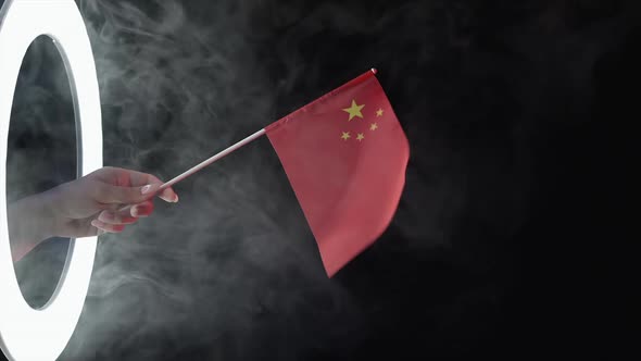 China Flag Patriotic Symbol Hand Smoke on Black