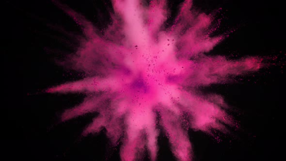 Ultra Slowmotion Shot of Magneta Powder Explosion Isolated on Black Background at 1000Fps