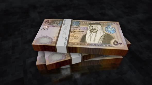 Jordan Dinar money banknote pile packs