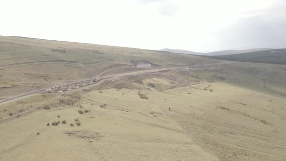 Aerial view of empty Railway bridge in Samtskhe-Javakheti region, Georgia.