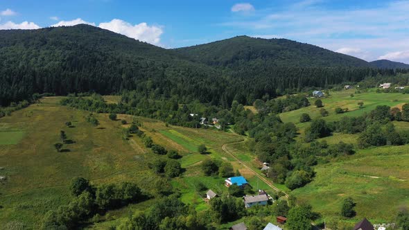 Mountain Village Skyline Aerial View