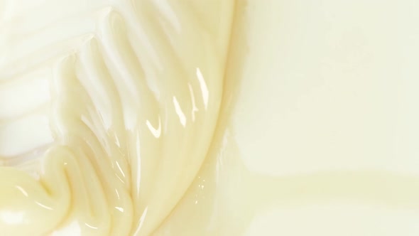 White Yogurt Sauce Milk Caramel Texture Close Up Abstract Beige Cream Motion
